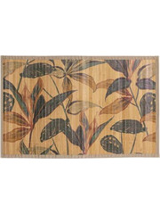 Bamboo Πατάκι Μπάνιου σε φυσικούς τόνους με Tropical Floral σχέδιο, 80x0.3x50 cm - 5five