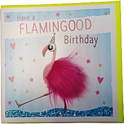 Ευχετήρια τετράγωνη κάρτα HAPPY BIRTHDAY με φούξια μαλλιά και ματάκια