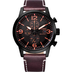 Citizen Eco-Drive Ανδρικό Ρολόι Χρονογράφος Solar με Καφέ Δερμάτινο Λουράκι CA0745-11E
