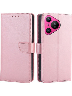Θήκη Huawei Pura 70 Mad Mask Leather Wallet Case V2_4 με βάση στήριξης, υποδοχές καρτών και μαγνητικό κούμπωμα Flip Wallet από συνθετικό δέρμα ροζ χρυσό