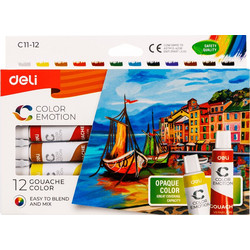 DELI ΤΕΜΠΕΡΑ 12ΧΡΩΜΑΤΑx12ml COLOR EMOTION