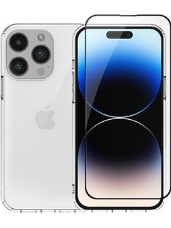 Vivid Set Back Cover Σιλικόνης & Tempered Glass Black (iPhone 15 Pro)