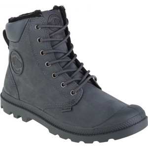 Palladium Pampa Sport Ανδρικά Αρβυλάκια Δερμάτινα Μαύρα Αδιάβροχα με Γούνα 72992-063-M