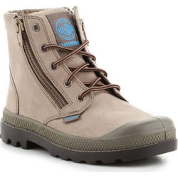 Palladium Pampa Hi Lea Gusset Παιδικά Αρβυλάκια Εκρού Δερμάτινα με Φερμουάρ 52744-206