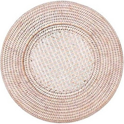 Πιάτο Παρουσίασης Rattan Mπεζ Στρογγυλό Caspari (32 cm)