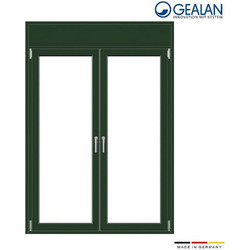 Δίφυλλη μπαλκονόπορτα 170x225 με σίτα και ρολό Gealan Linear Κυπαρισσί