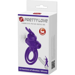 Pretty Love Vibrating Penis Ring III Ελαστικό Δαχτυλίδι Πέους Σιλικόνης με Δόνηση Μωβ