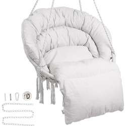 VEVOR αιώρα Swinging Chair Macrame Κρεμαστή καρέκλα με μαξιλάρι εσωτερικού & εξωτερικού χώρου