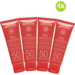 Apivita Bee Sun Safe Anti-Spot & Anti-Age Spf50 Αντηλιακή Κρέμα Προσώπου Κατά Των Πανάδων και Ρυτίδων 4x50ml