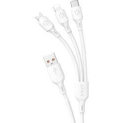 Dudao L8A 480Mb/s 6A καλώδιο από USB σε USB C / micro USB / Lightning 1,2m - λευκό