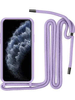 Θήκη iPhone 16 Plus 5G Back Cover Hard Case με Λουράκι Κορδόνι Λαιμού -Λιλά