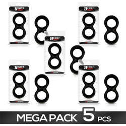 IntoYou Beast Rings Double Penis Ring Liquid Silicone Σετ Ελαστικά Δαχτυλίδια Πέους & Όρχεων Σιλικόνης Μαύρα 5τμχ