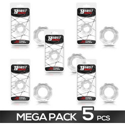 IntoYou Beast Rings Cock Ring Super Flexible Polygonal 2.2cm Σετ Ελαστικά Δαχτυλίδια Πέους Σιλικόνης 2.2cm Διαφανή 5τμχ