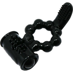 Baile Sweet Ring Double Stimulation D-219321 Ελαστικό Δαχτυλίδι Πέους Σιλικόνης με Δόνηση Μαύρο