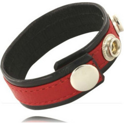 Leather Body Cock & Ball Strap with Snaps Ρυθμιζόμενα Δαχτυλίδι Πέους & Όρχεων Κόκκινο