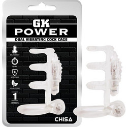 Chisa Novelties Dual Vibrating Cock Cage & Ring Ελαστικό Δαχτυλίδι Πέους με Δόνηση Λευκό
