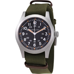 Hamilton Khaki Field Ανδρικό Ρολόι Αυτόματο με Χακί Υφασμάτινο Λουράκι H69529933