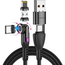 STATIK 360Pro Braided Rotating 3 magnetic tips 6-in-1 Cable Black 2m