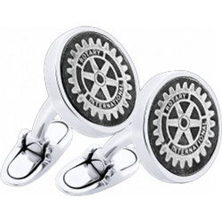 Μανικετόκουμπα Personal Jewel ασήμι 925 στρογγυλά με Εξώγλυφη Χάραξη - Σύμβολο Rotary International