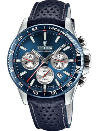 Festina Ανδρικό Ρολόι Χρονογράφος με Μπλε Δερμάτινο Λουράκι F20561/2
