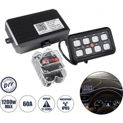 GloboStar 81503 Ψηφιακό Πάνελ Ελέγχου Φωτισμού DIY Bluetooth για Οχήματα με 8 Διακόπτες On/Off DC 12-24V Max 1200W 60A Αδιάβροχο IP65 Μ12 x Π7 x Υ1.5cm