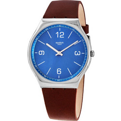 Swatch Skinwind Ανδρικό Ρολόι με Καφέ Δερμάτινο Λουράκι SS07S101