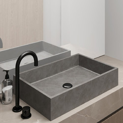 Karag DION Cement CS-0069-D5 Επικαθήμενος Νιπτήρας Μπάνιου Πέτρινος 60x39x12cm Γκρι