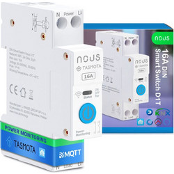 Nous D1T DIN-rail compatible Wi-Fi relay module with Tasmota firmware, Matter compatible, 16A