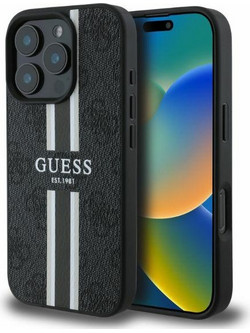 Guess 4G Printed Stripes MagSafe Back Cover Black (iPhone 16 Pro Max)