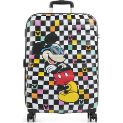 American Tourister Wavebreaker Disney Mickey Check Παιδική Βαλίτσα Μεγάλη 77x52x29cm με 4 Ρόδες Μαύρη Λευκή
