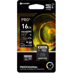 Platinet Pro3 microSDHC 16GB Class 10 U3 + Adapter