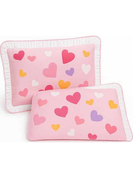 Μαξιλαροθήκες Σετ 2τμχ 28x43cm Beboulino Lovely Birds Pink Hearts 70318652843
