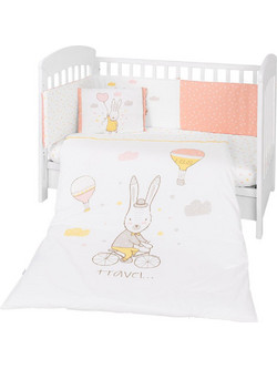 KikkaBoo Rabbits In Love Σετ Κούνιας 60x120cm White/Pink 6τμχ