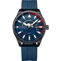 Curren Ανδρικό Ρολόι με Μπλε Καουτσούκ Λουράκι 8421 Blue