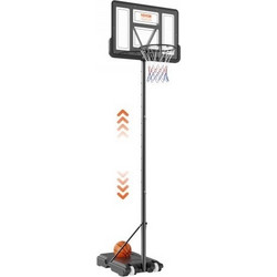 VEVOR Μπασκέτα, Ρυθμιζόμενο Ύψος 4-10 ft (1,22-3,05 m) Φορητό Σύστημα Ταμπλό, 44 inch (111,8 cm) Μπασκέτα & Στόχος, Σετ Μπάσκετ για Παιδιά & Ενήλικες με Ρόδες, Βάση και Γεμιζόμενη Βάση, για Εξωτερικό/