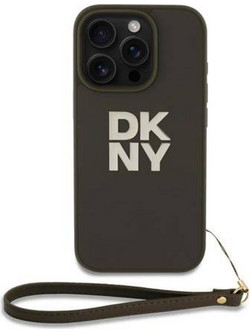 DKNY PU Leather Stack Logo Case Θήκη Δερματίνης με Λουράκι για iPhone 16 Pro Max Olive Green