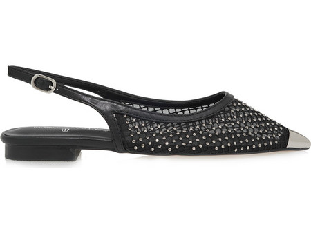 ALESSANDRA BRUNI SLINGBACK U467V3111B04 - ΜΑΥΡΟ ΑΣΗΜΙ ΣΤΡΑΣ U467V3111B04-BLACK NET ZG055-01+HL-01