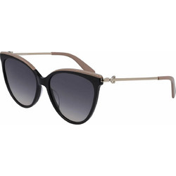 Longchamp LO675S 001 Γυναικεία Γυαλιά Ηλίου Οβάλ Μεταλλικά Μαύρα με Μαύρο Polarized Φακό