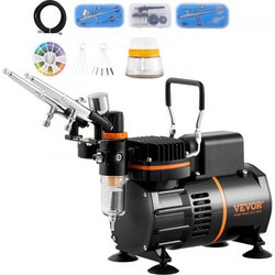 VEVOR Airbrush Kit, Dual Fan Air Compressor Professional Airbrushing Kit with 3 Airbrushes, Hold, Color Mixing wheel, Cleaning Brush Set, Air Brush Set for Art Nail Cookie Tattoo Makeup Cake