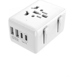 Techsuit - Travel Adapter (HHT203A) - PD20W, 2 x USB, 2 x Type-C, EU, UK, AUS, US - White