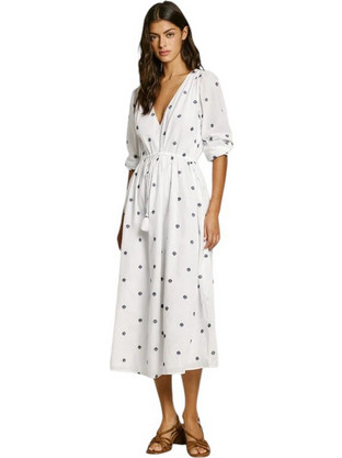 Pepe Jeans Deal Midi Καθημερινό Φόρεμα Λευκό PL953687-803