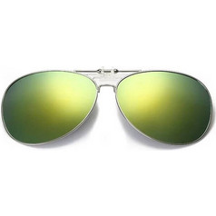 Πρόσθετο Γυαλιών Ηλίου Pilot Aviator (Clip-On) με Χρυσοπράσινο καθρέφτη (Με Θήκη)