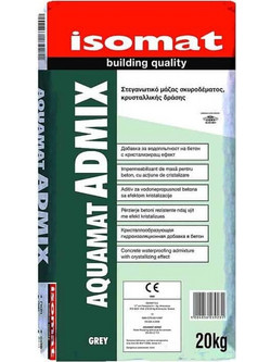 Isomat Aquamat Admix Στεγανωτικό Τσιμεντοειδές Κονίαμα Ταράτσας & Δεξαμενής Γκρι 20kg