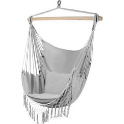 Αιώρα κάθισμα Υφασμάτινη Καρέκλα Αιώρα Boho Στυλ Βραζιλιάνικη σε Γκρι Χρώμα με 2 Μαξιλάρια - Gardlov