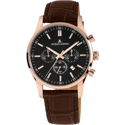 Jacques Lemans London Ανδρικό Ρολόι Χρονογράφος με Καφέ Δερμάτινο Λουράκι 1-2025D