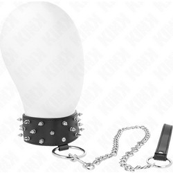 Kink Necklace with Leash 65cm Silver Studs Model 5cm Black