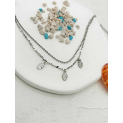 Βραχιόλι Ποδιού Silver Leaf Double ΚΩΔ: AK136