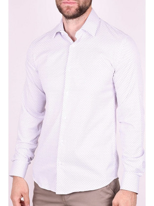 Kedi ανδρικό πουκάμισο με σχέδια slim fit Λευκό