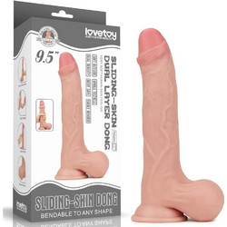 Lovetoy Sliding-Skin 9.5" Dual Layer Dong Skin Ρεαλιστικό Dildo με Βεντούζα & Όρχεις 22.8cm Flesh