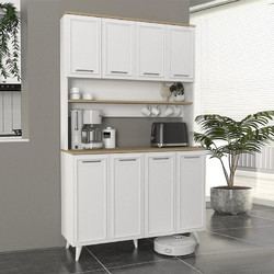 Έπιπλο Κουζίνας Potter 4 Χρώμα Λευκό - Rota Oak 120x40x196,1